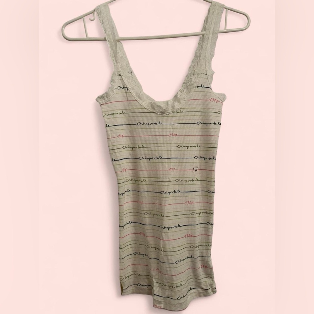 Aeropostale Multicolor Lined Aeropostale Striped Lace Tank